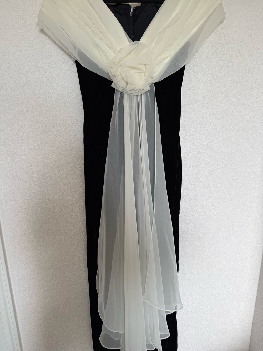 Vintage Jessica McClintock Black White Rosette Gown Prom Formal 4 - Picture 5 of 10